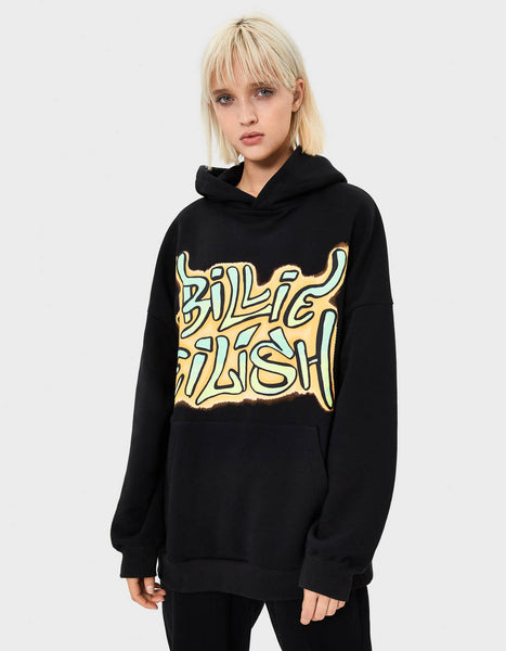 Billie Eilish x Bershka graffiti print hoodie